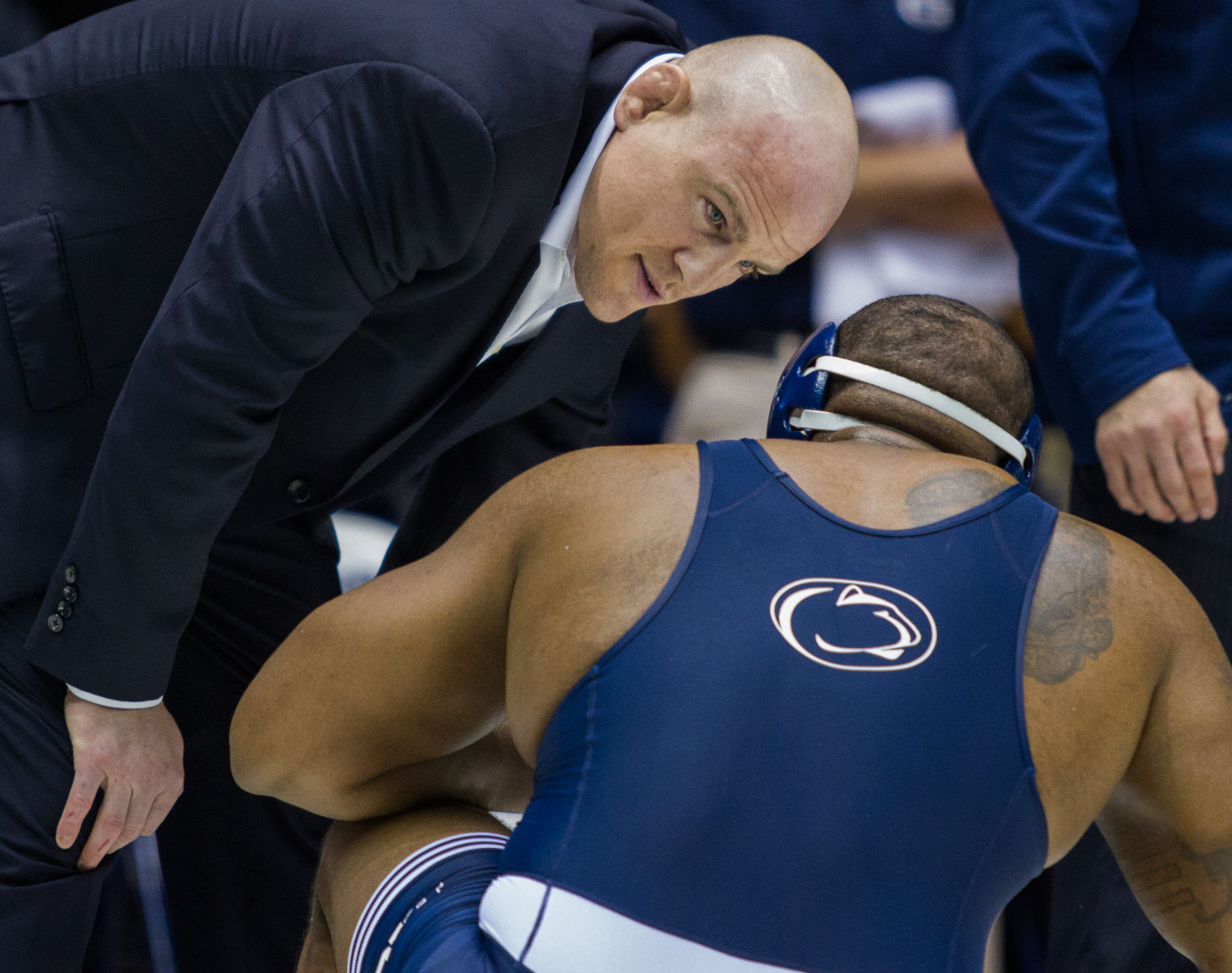 Cael Sanderson talking to Lawson